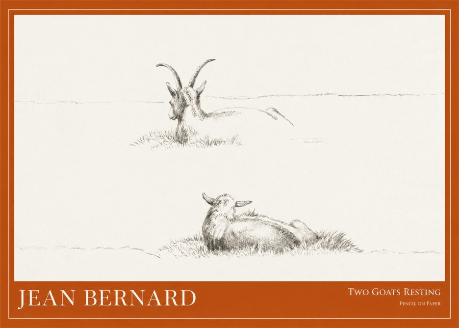 Jean Bernard Two Goats Resting No1 - Poster