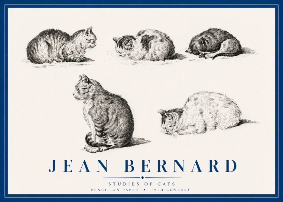 Jean Bernard Studies of Cats No3 - Poster