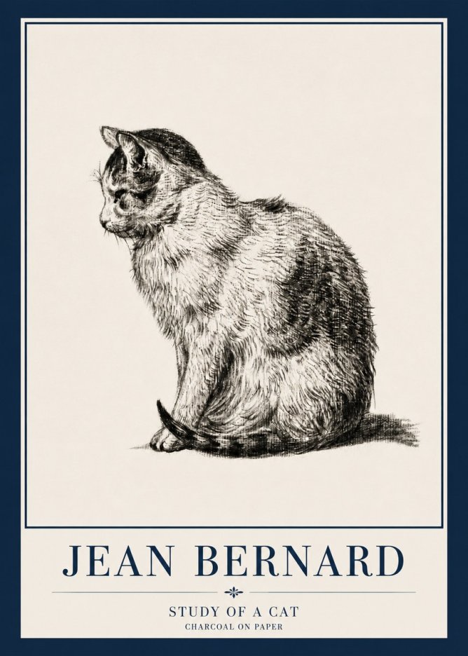 Jean Bernard Study of a Cat IV No3 - Poster