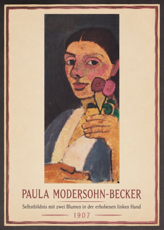 Paula Modersohn-Becker Selbstbildnis Mit Zwei Blumen in Der Erhobenen Linken Hand No1 - Poster