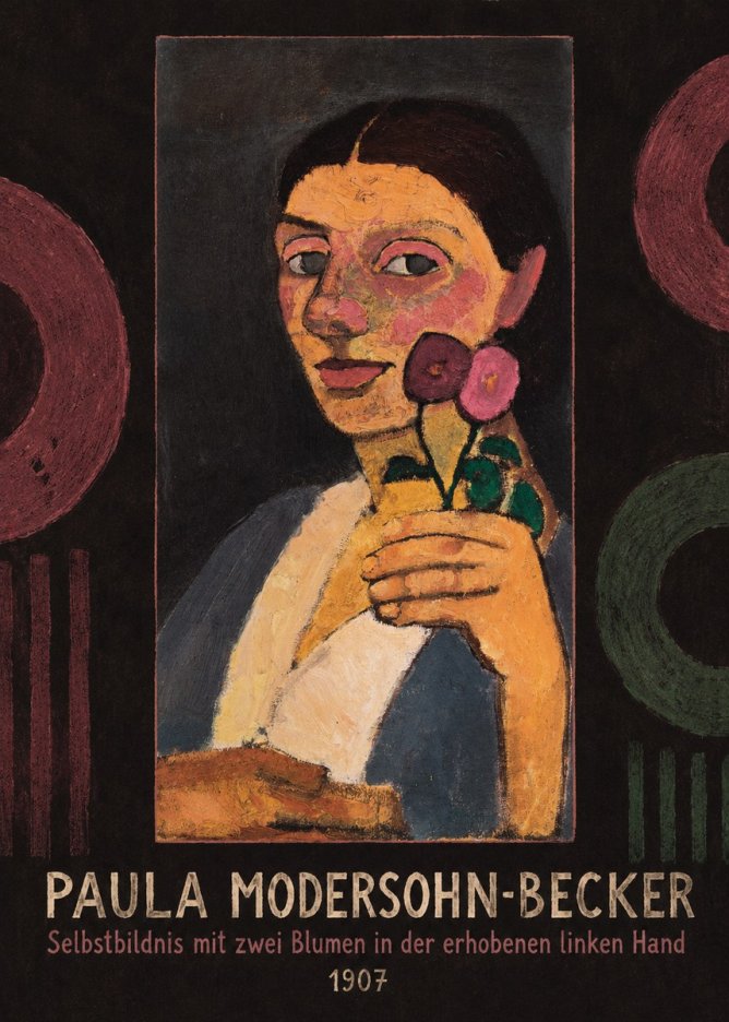 Paula Modersohn-Becker Selbstbildnis Mit Zwei Blumen in Der Erhobenen Linken Hand No5 - Poster