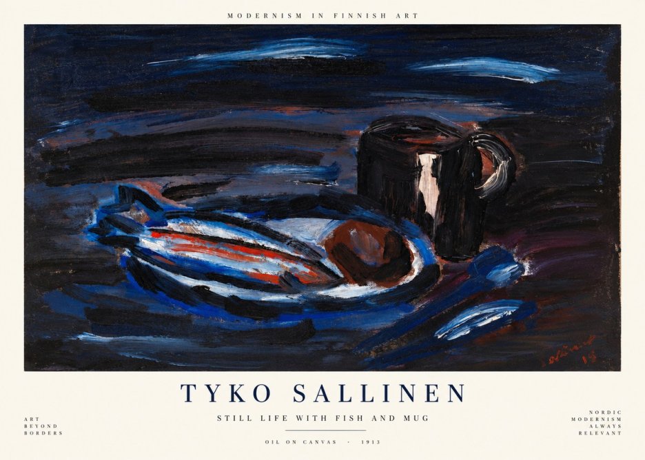 Tyko Sallinen Still Life with Fish and Mug No1 - Poster