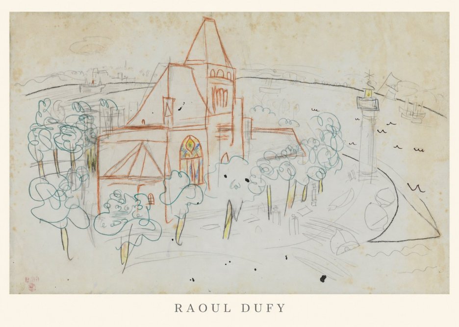 Raoul Dufy Coastal Church and Lighthouse No6 - Poster