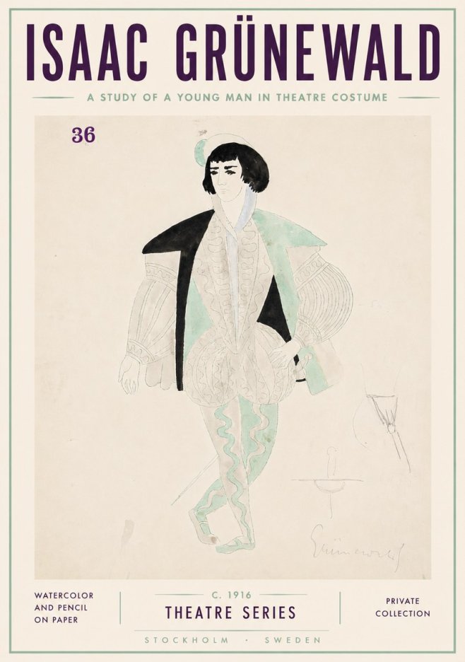 Isaac Grünewald A Study of a Young Man in Theatre Costume No6 - Poster