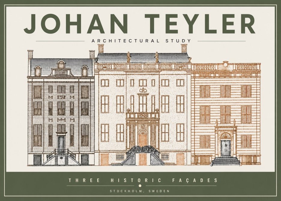 Johan Teyler Architectural Study - Three Historic Façades No3 - Poster