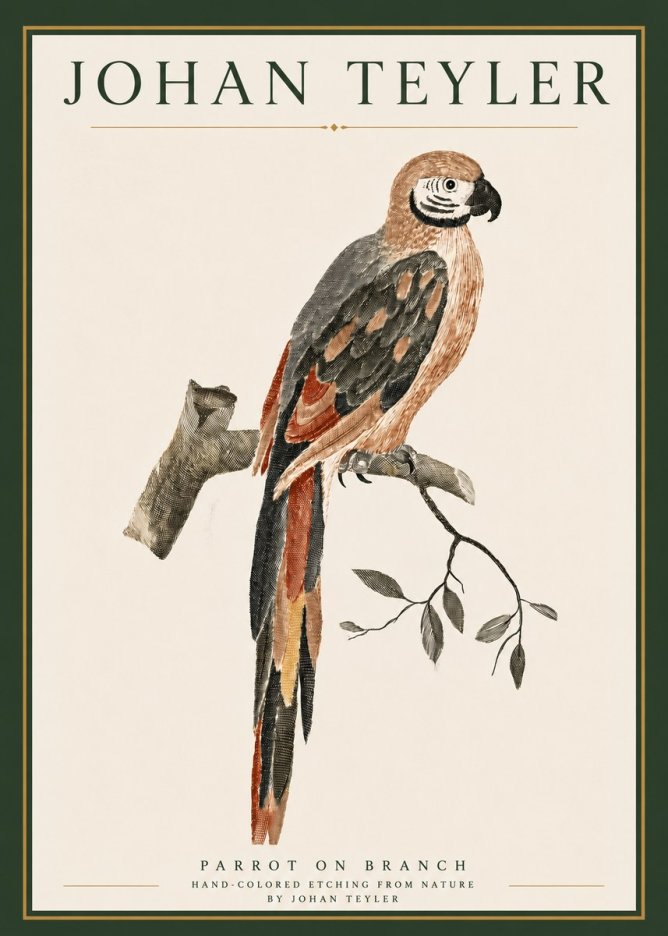 Johan Teyler Parrot on Branch No4 - Poster