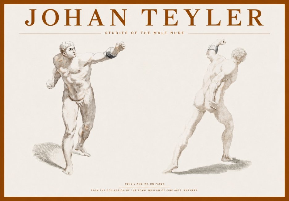 Johan Teyler Studies of the Male Nude No1 - Poster