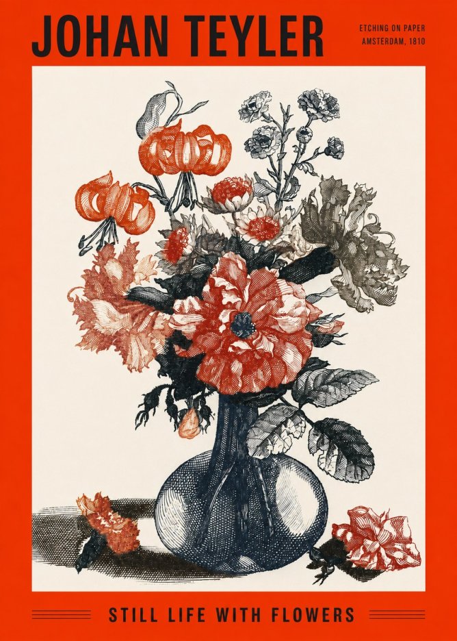 Johan Teyler Still Life with Flowers No2 - Poster
