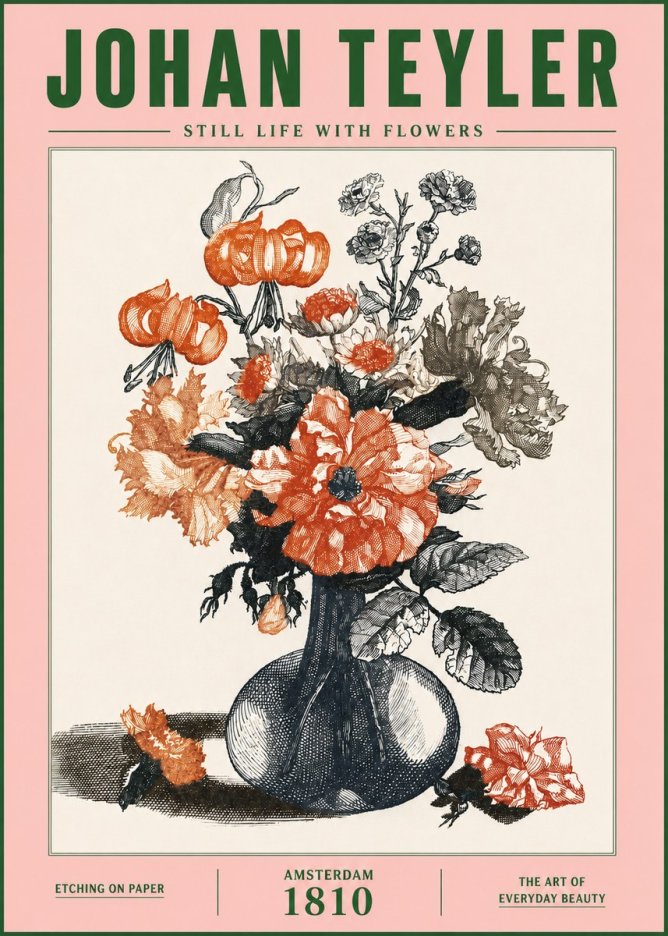 Johan Teyler Still Life with Flowers No4 - Poster
