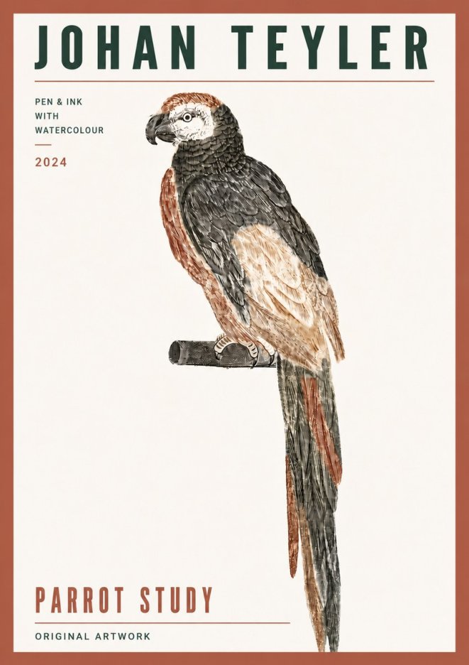 Johan Teyler Parrot Study II No6 - Poster