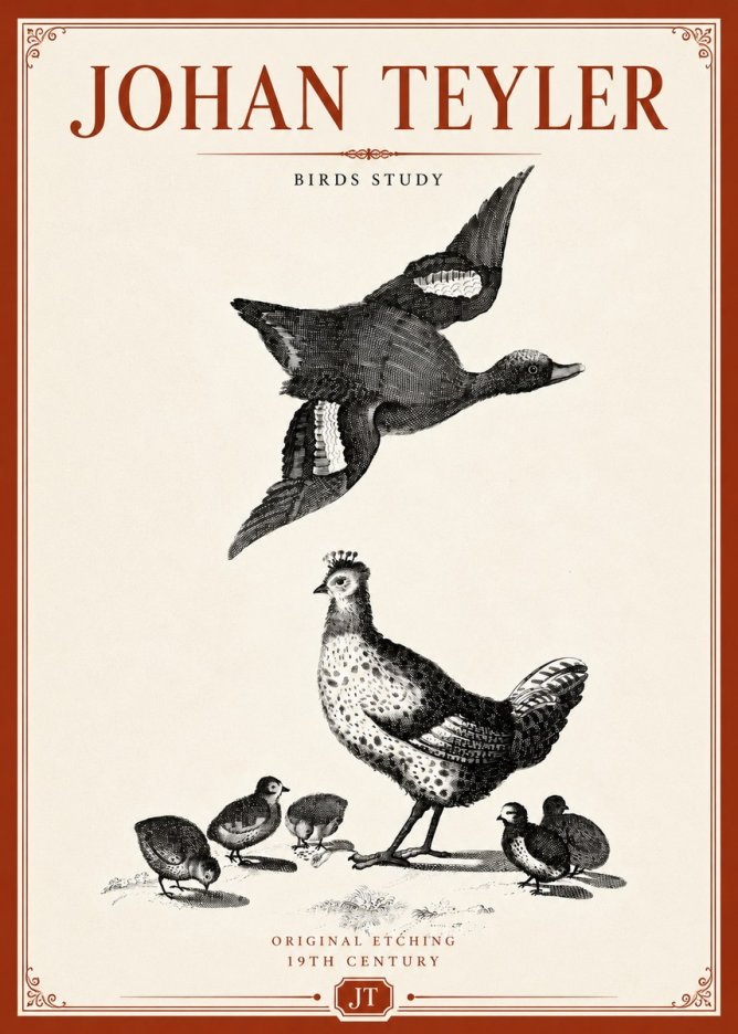 Johan Teyler Birds Study No5 - Poster