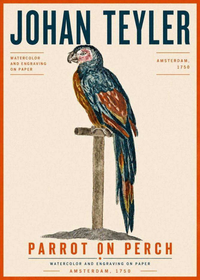 Johan Teyler Parrot on Perch No6 - Poster