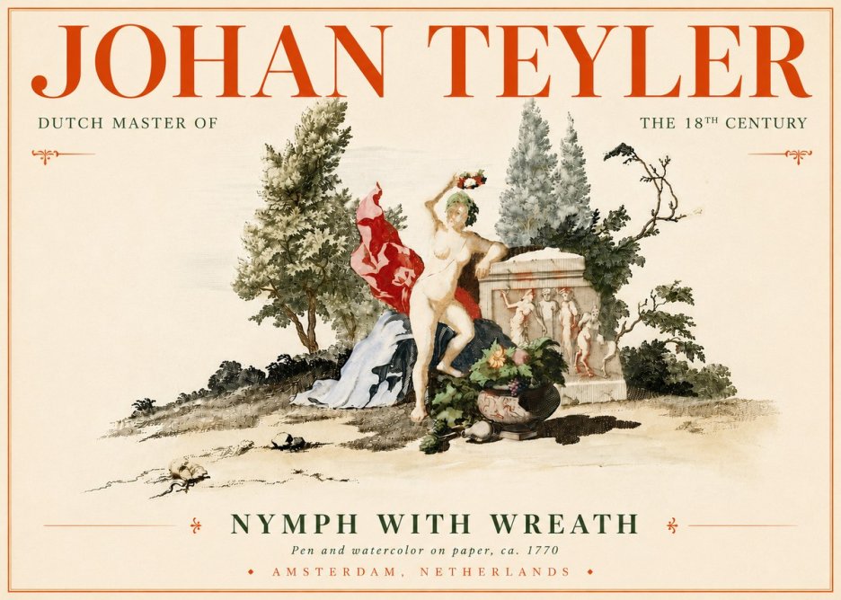 Johan Teyler Nymph with Wreath No6 - Poster