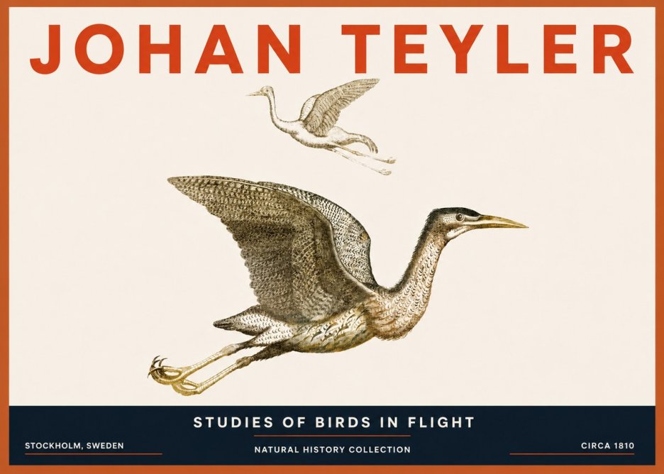 Johan Teyler Studies of Birds in Flight No5 - Poster