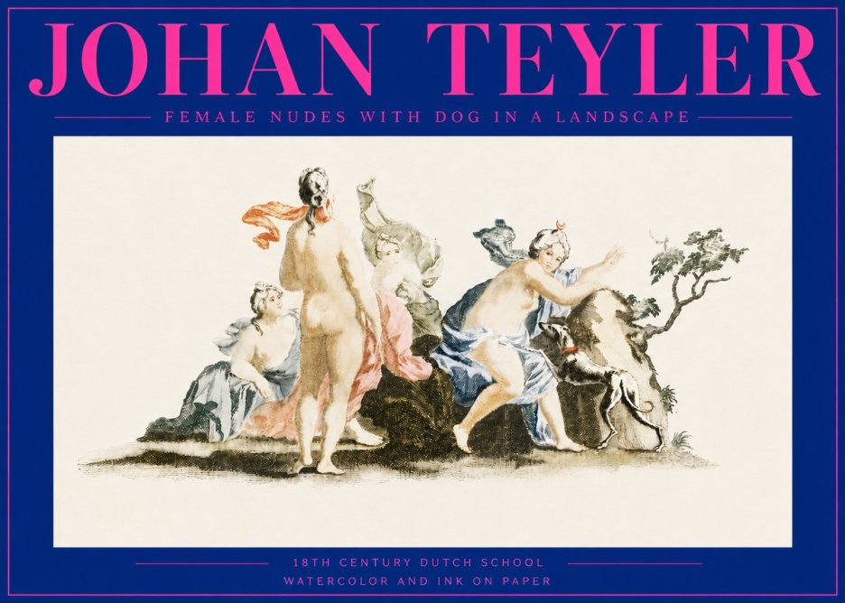 Johan Teyler Nudi Femminili Con Cane in Paesaggio No6 - Poster