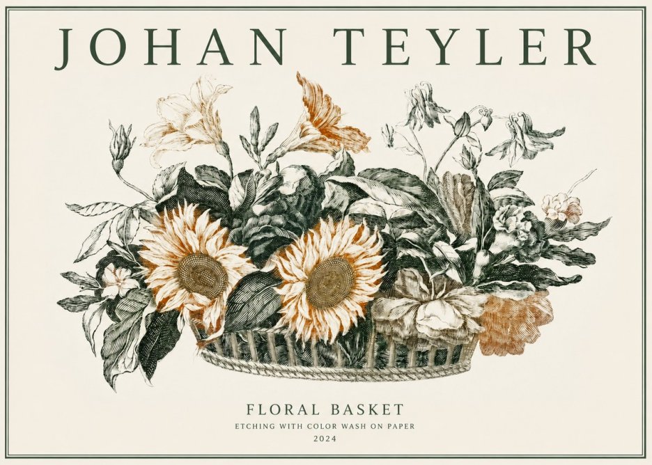 Johan Teyler Floral Basket No2 - Poster