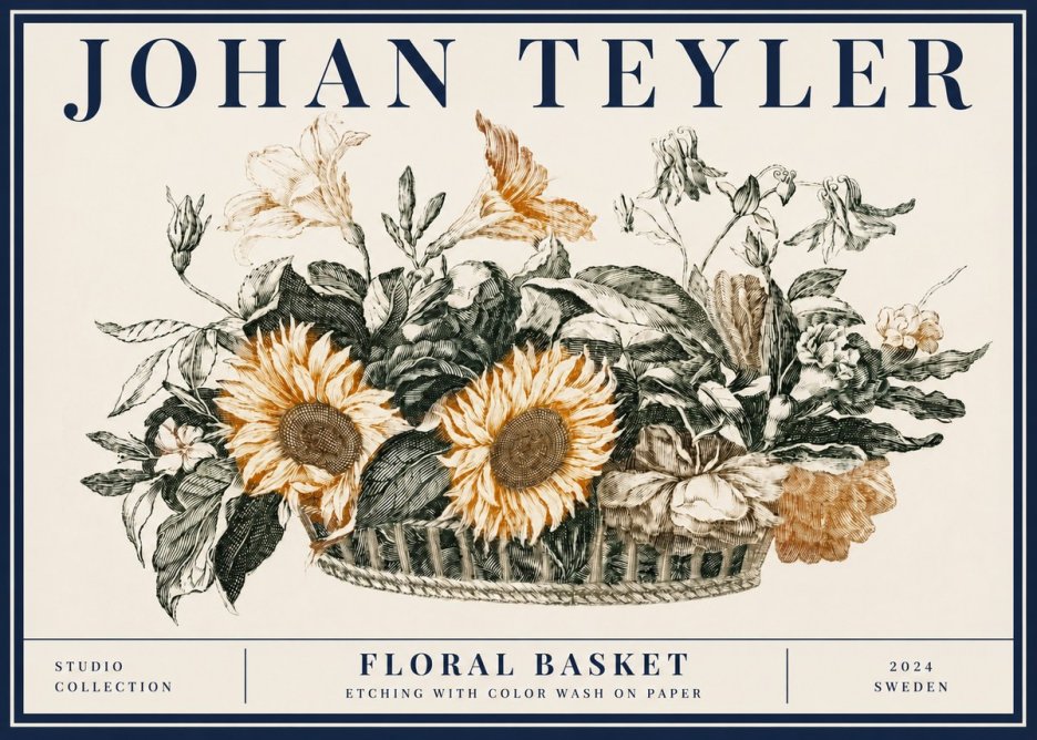 Johan Teyler Floral Basket No5 - Poster