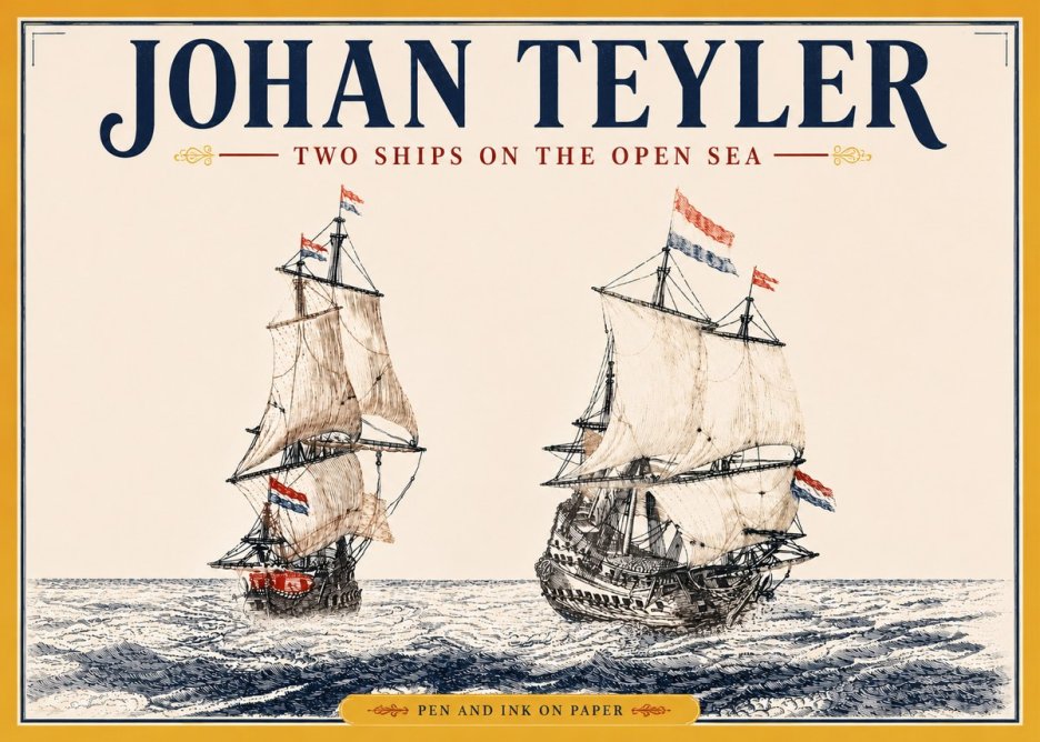 Johan Teyler Two Ships on the Open Sea No5 - Poster