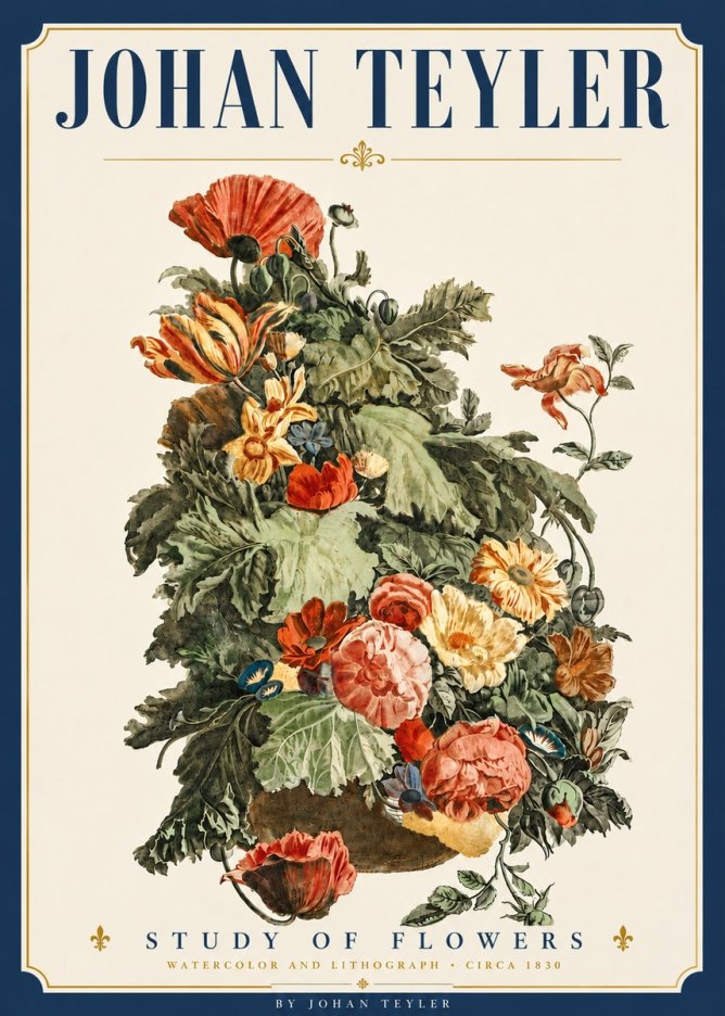 Johan Teyler Study of Flowers No6 - Poster