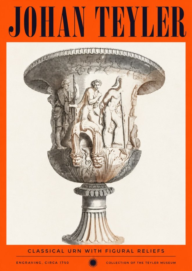 Johan Teyler Classical Urn with Figural Reliefs I No2 - Poster
