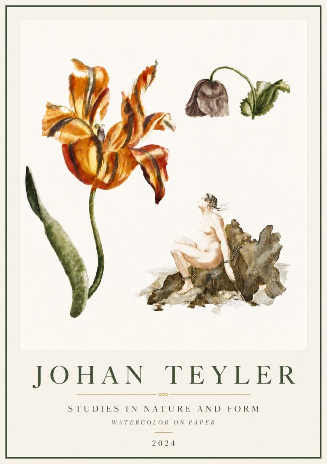 Johan Teyler Botanical Studies & Figurative Composition No5 - Poster