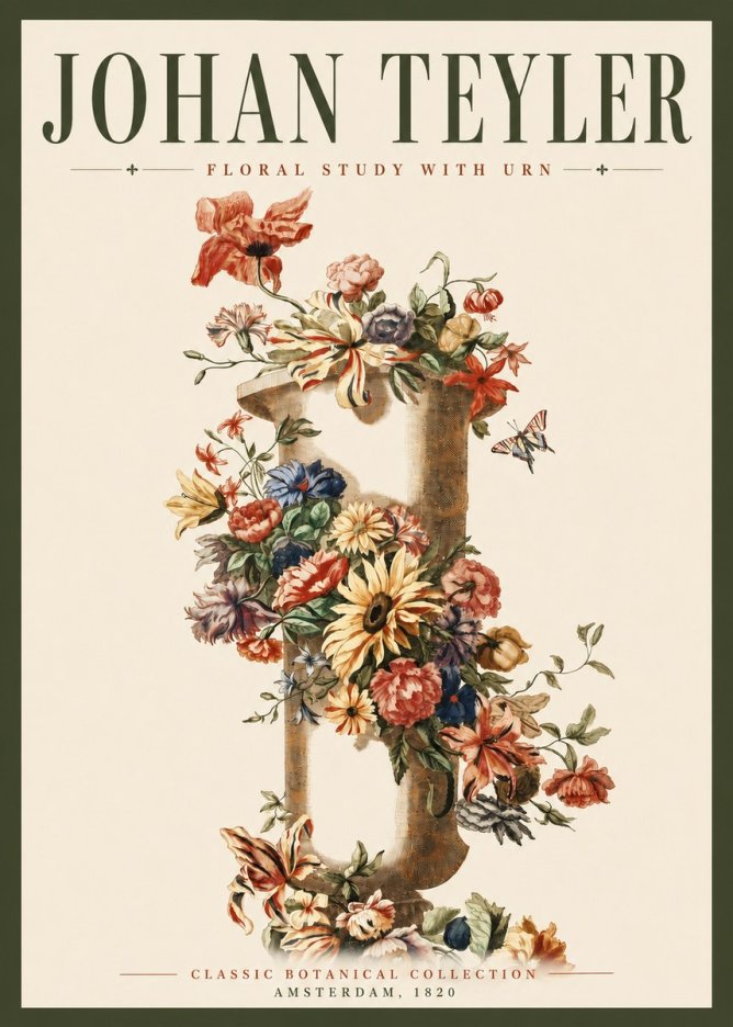 Johan Teyler Floral Study with Urn No3 - Poster