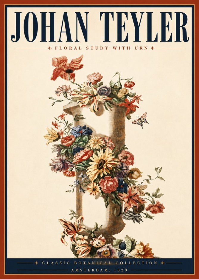 Johan Teyler Floral Study with Urn No4 - Poster