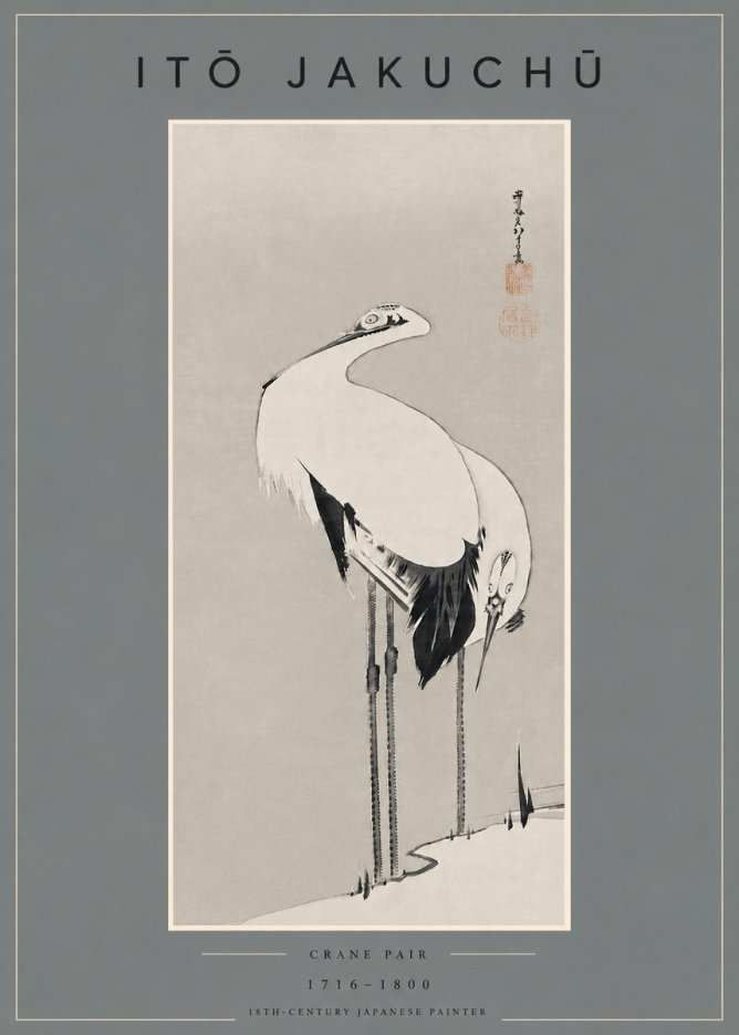 Itō Jakuchū Crane Pair No4 - Poster