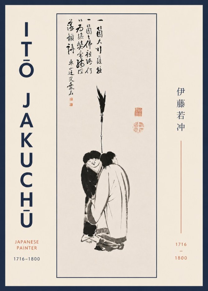 Itō Jakuchū Two Figures Holding a Staff No7 - Poster