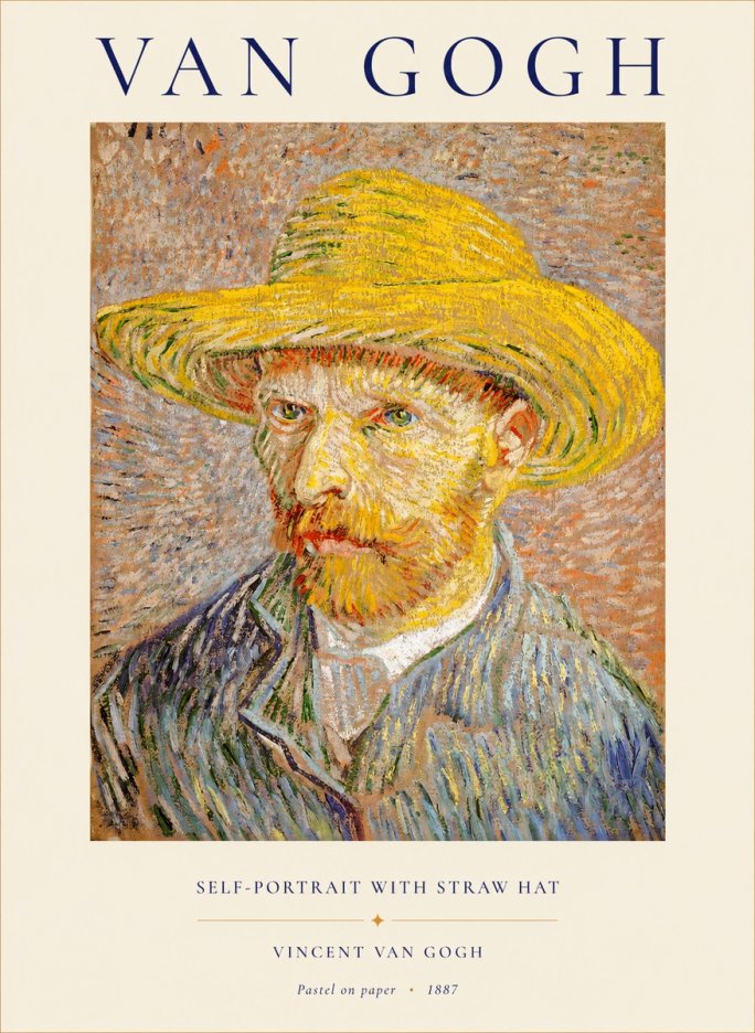 Van Gogh Self-portrait with Straw Hat I No1 - Poster