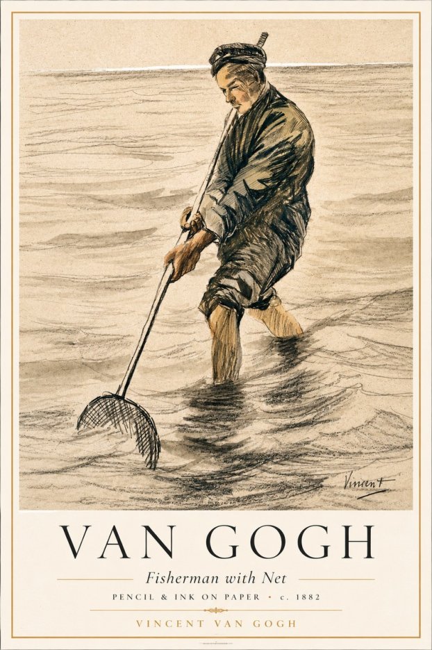 Van Gogh Fisherman with Net No1 - Poster