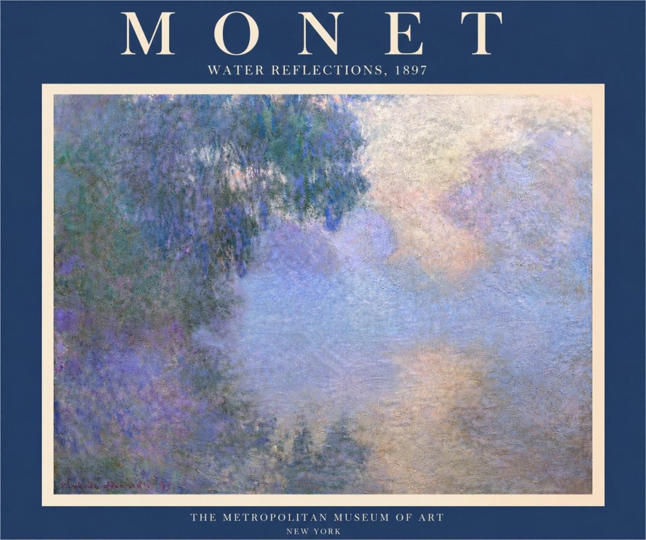 Monet Water Reflections No6 - Poster