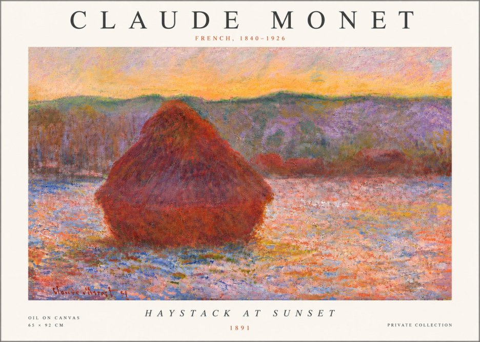 Monet Haystack at Sunset, 1891 No5 - Poster