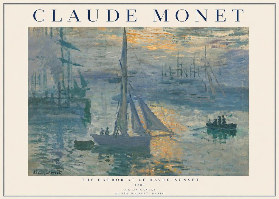 Monet The Harbor at Le Havre, Sunset No4 - Poster
