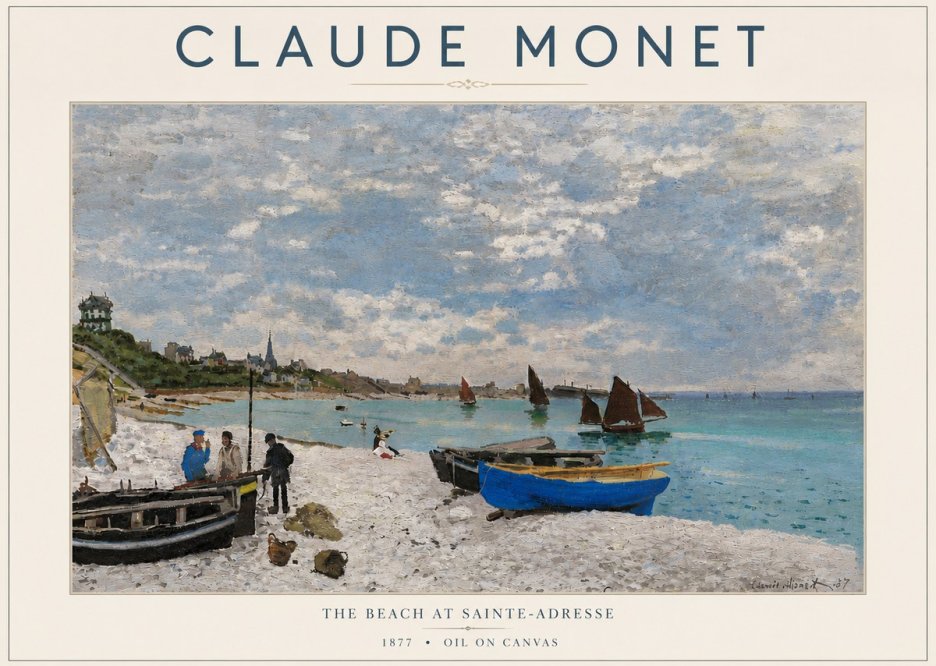 Monet The Beach at Sainte-adresse I No5 - Poster
