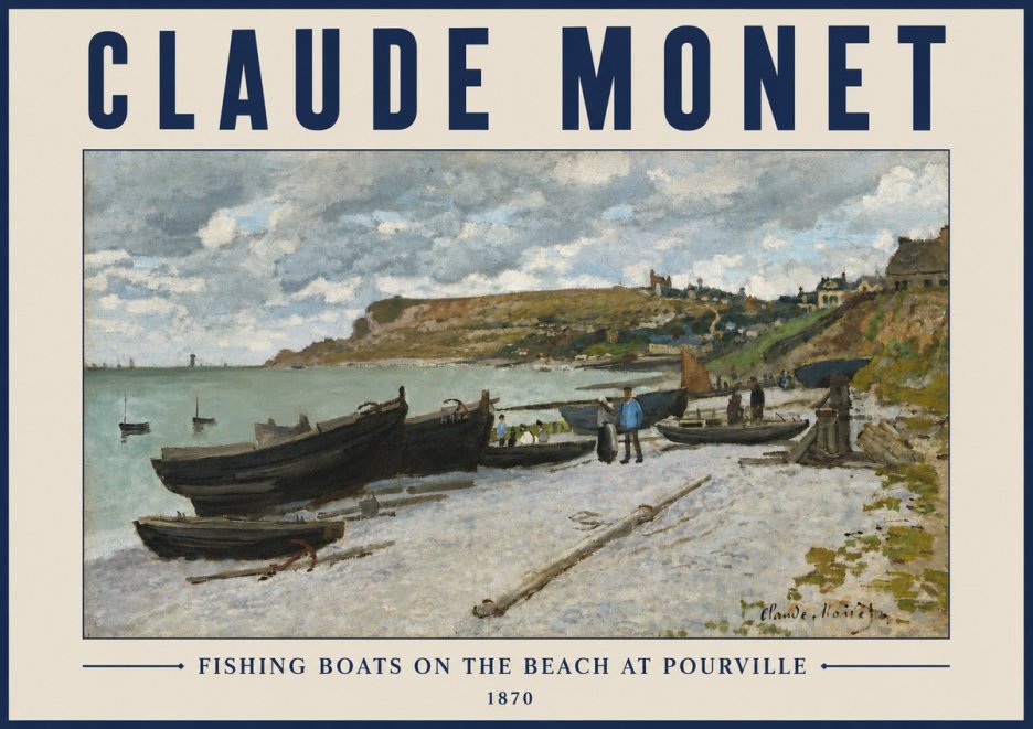 Monet Fishing Boats on the Beach at Pourville No3 - Poster