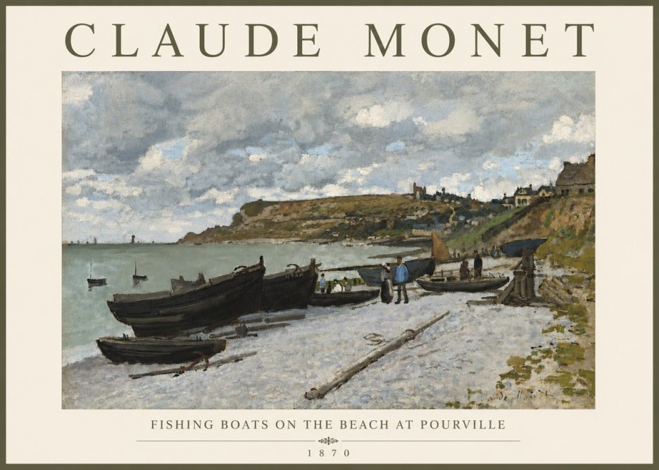 Monet Fishing Boats on the Beach at Pourville No4 - Poster