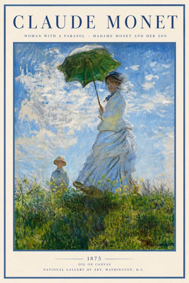Monet Woman with a Parasol – Madame Monet and Her Son No6 - Poster