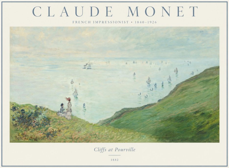 Monet Cliffs at Pourville I No1 - Poster