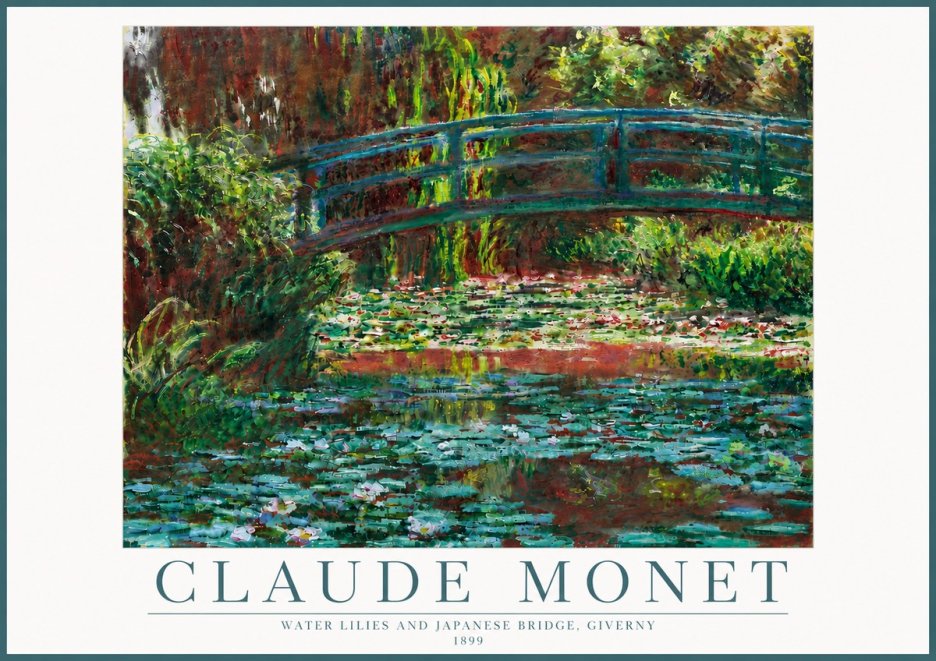 Monet Water Lilies and Japanese Bridge, Giverny No5 - Poster