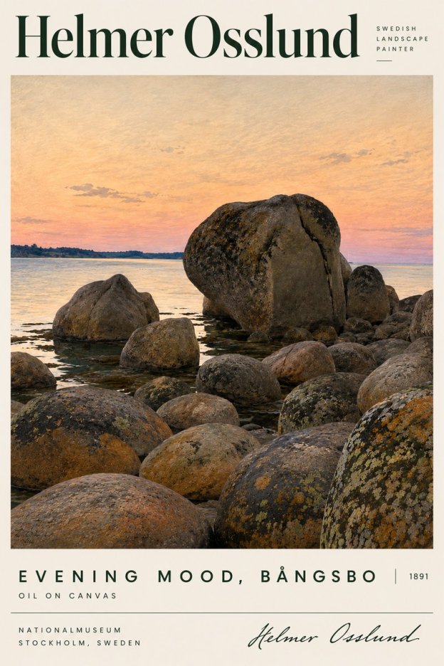 Helmer Osslund Evening Mood, Bångsbo - 1891 No4 - Poster