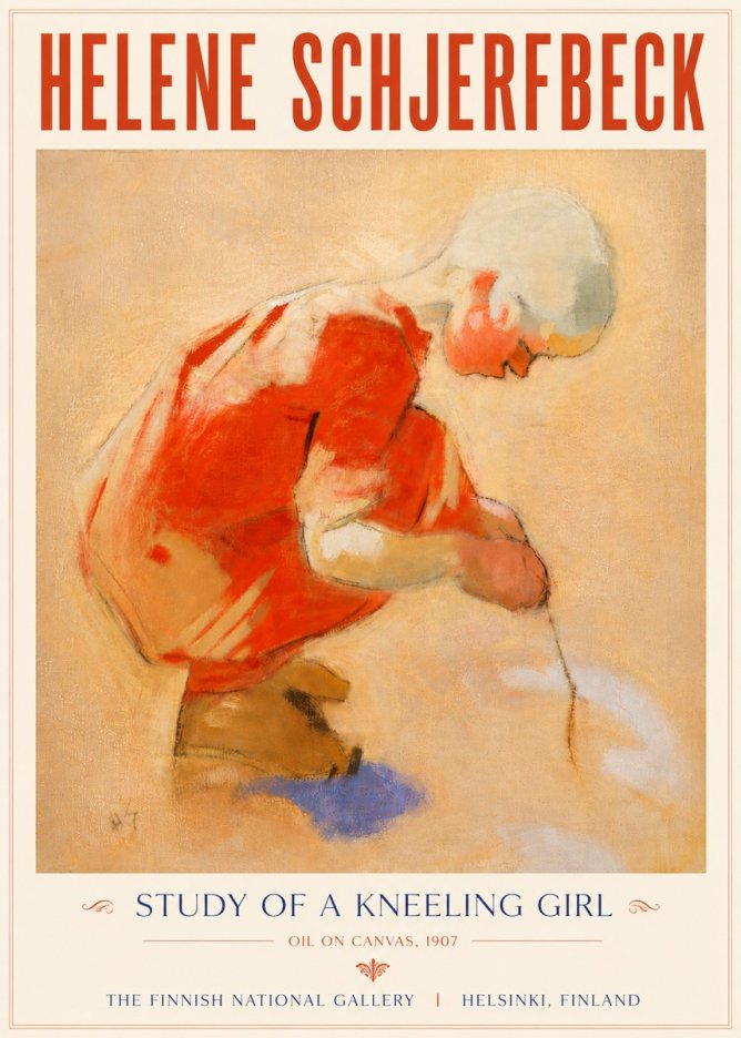Helene Schjerfbeck Study of a Kneeling Girl No5 - Poster