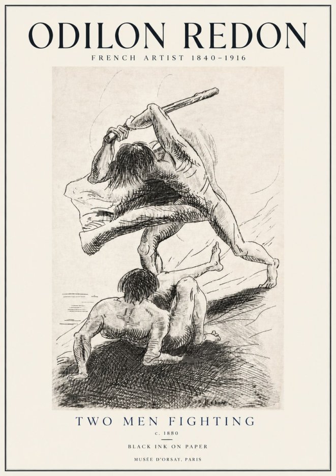 Odilon Redon Two Men Fighting No4 - Poster