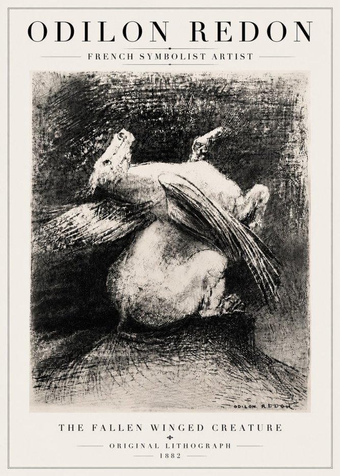 Odilon Redon The Fallen Winged Creature No6 - Poster