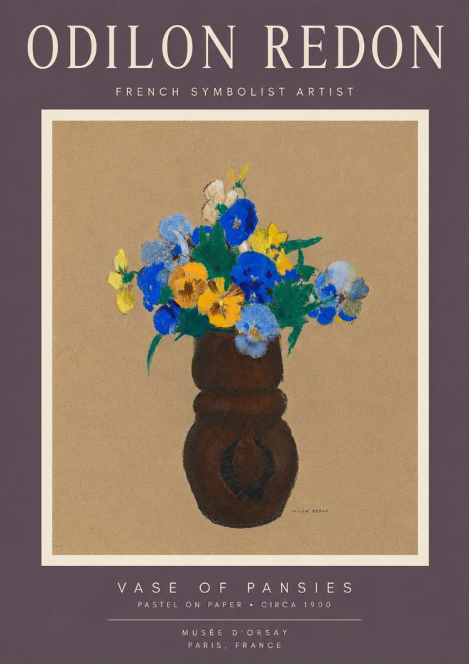 Odilon Redon Vase of Pansies No6 - Poster