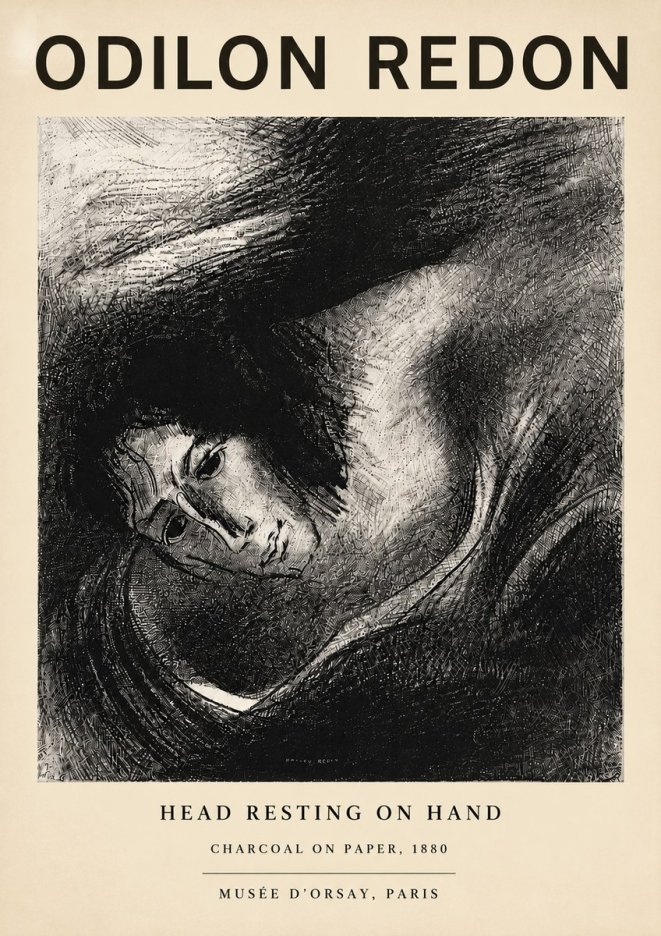 Odilon Redon Head Resting on Hand No5 - Poster