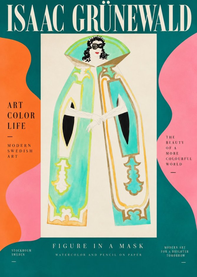 Isaac Grünewald Figure in a Mask No2 - Poster