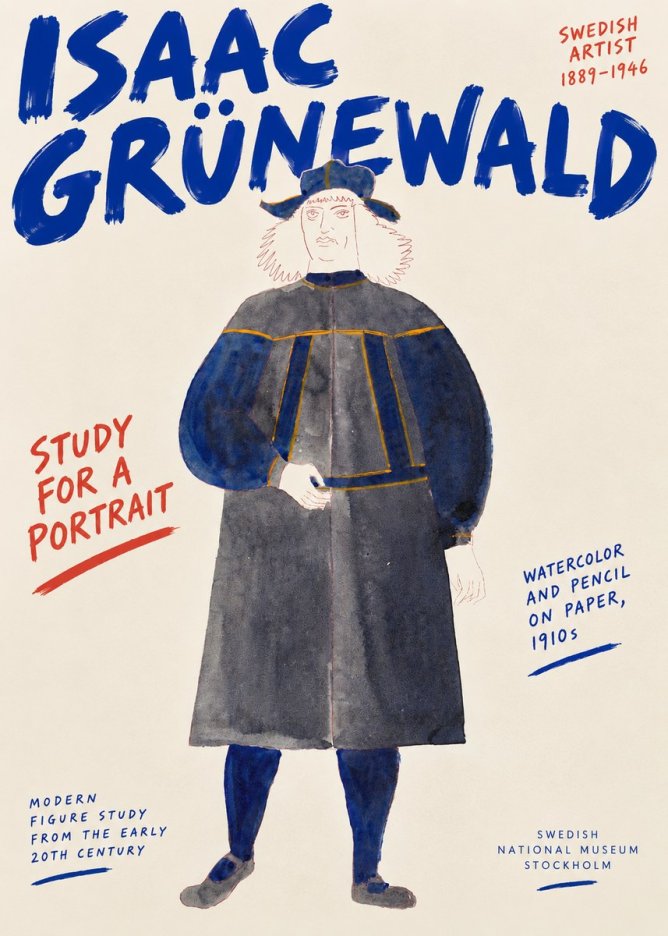 Isaac Grünewald Study for a Portrait No5 - Poster