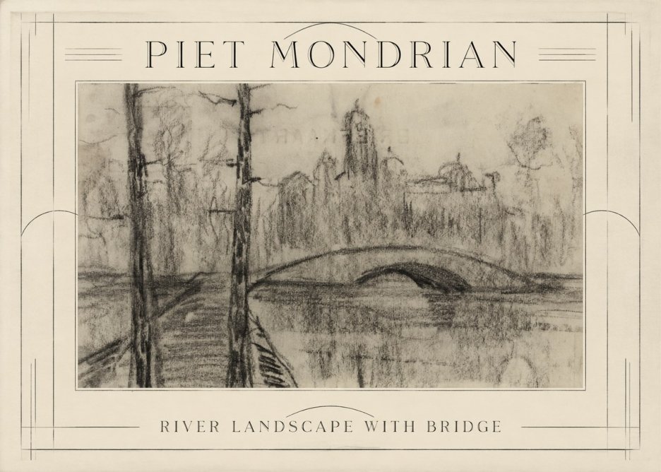 Piet Mondrian River Landscape with Bridge No1 - Poster