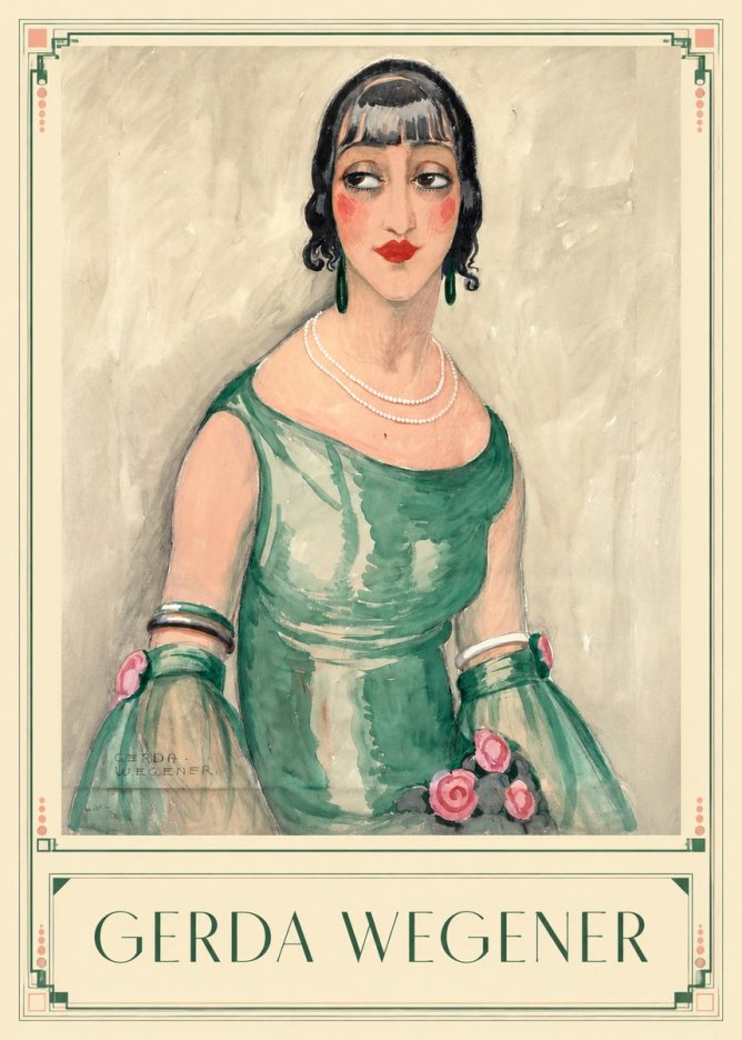 Gerda Wegener Portrait of a Woman in Green Dress No1 - Poster